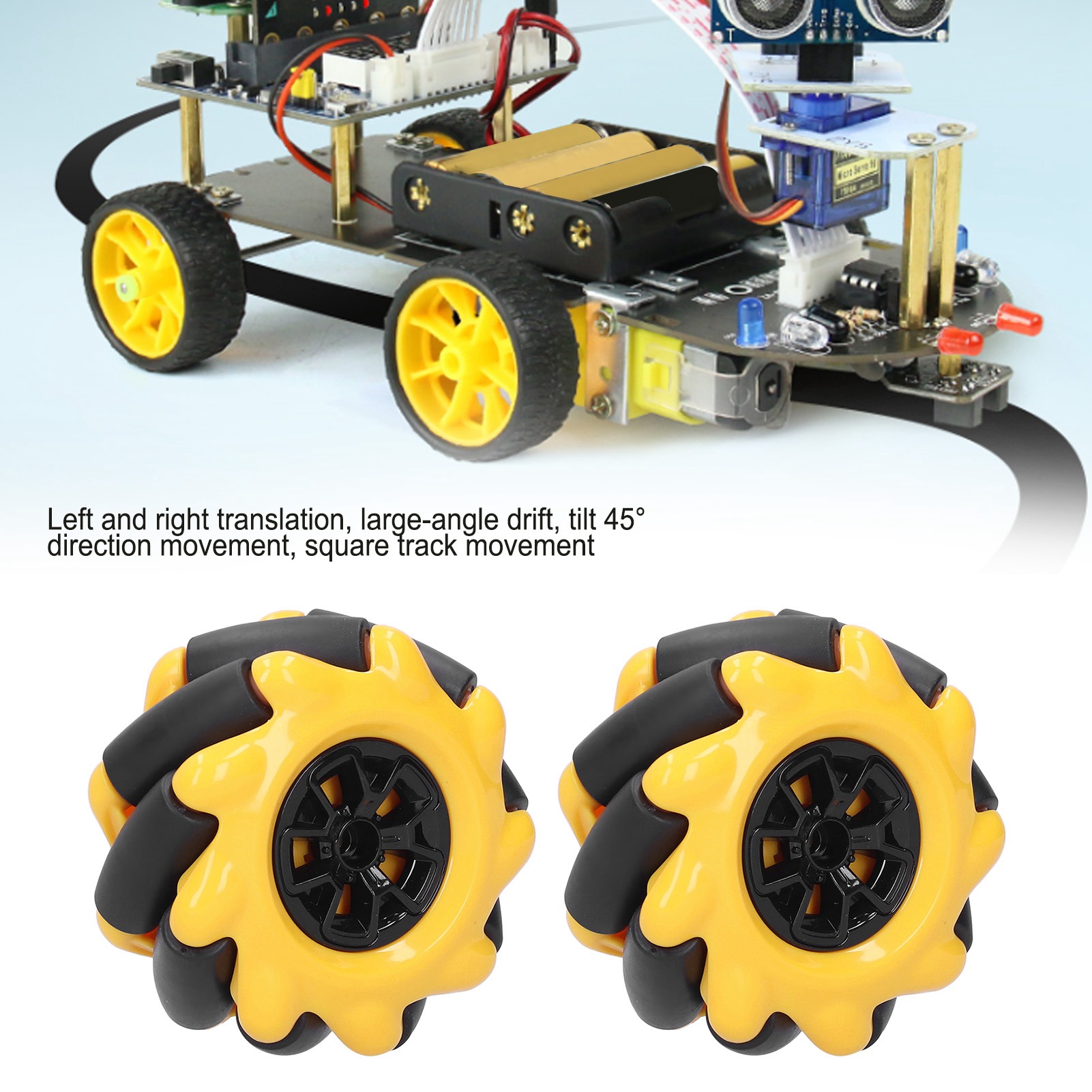 Paire De Roues Mecanum 80mm – Omnidirectionnelles Pour Robot Smart – Accessoires DIY – Compatible TT Motor